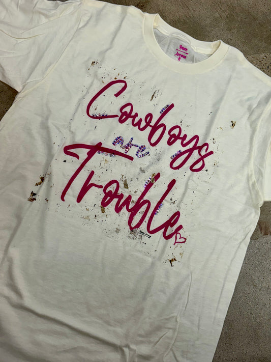 Cowboys are Trouble Bling-PINK