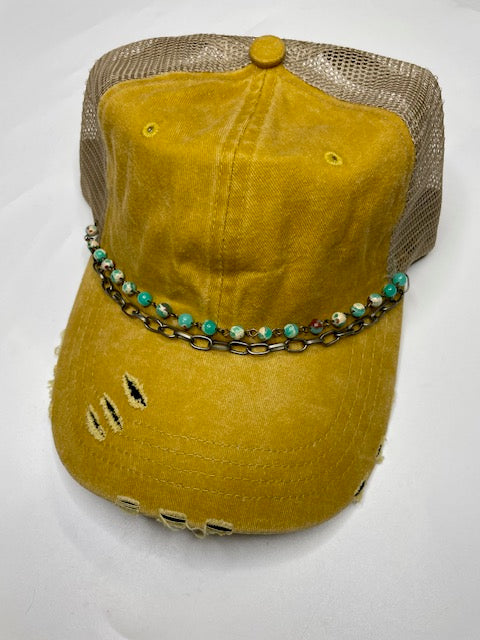 Mustard Beaded Cap