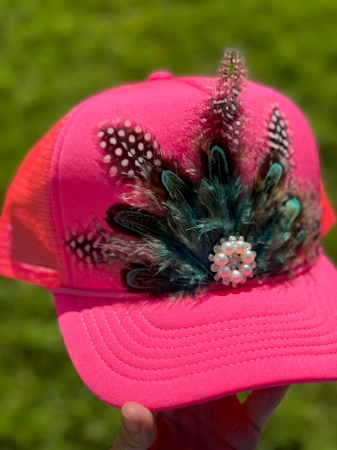 Pink Feather Cap
