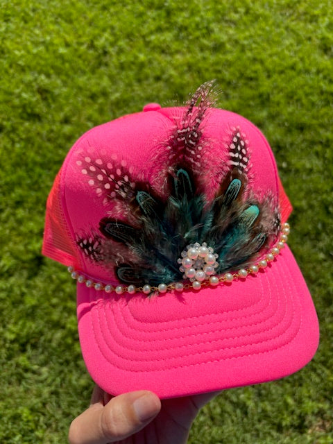 Pink Feather Cap