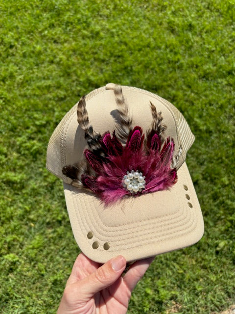 Tan Feather Cap