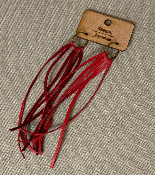 Leather tassel earrings