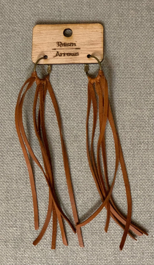 Leather tassel earrings