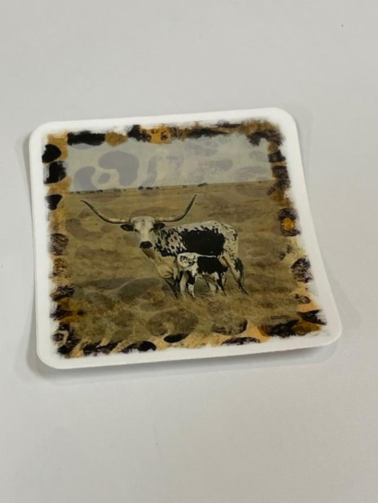 leopard longhorn sticker (set of 3)