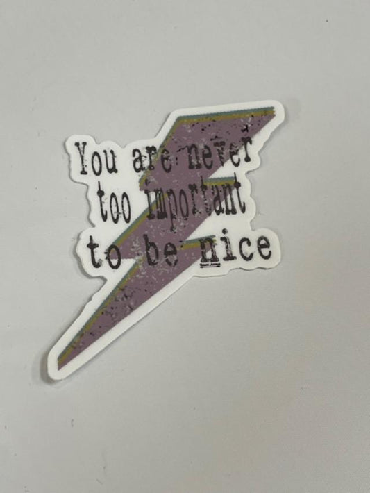 Never too important to be nice sticker (set of 3)