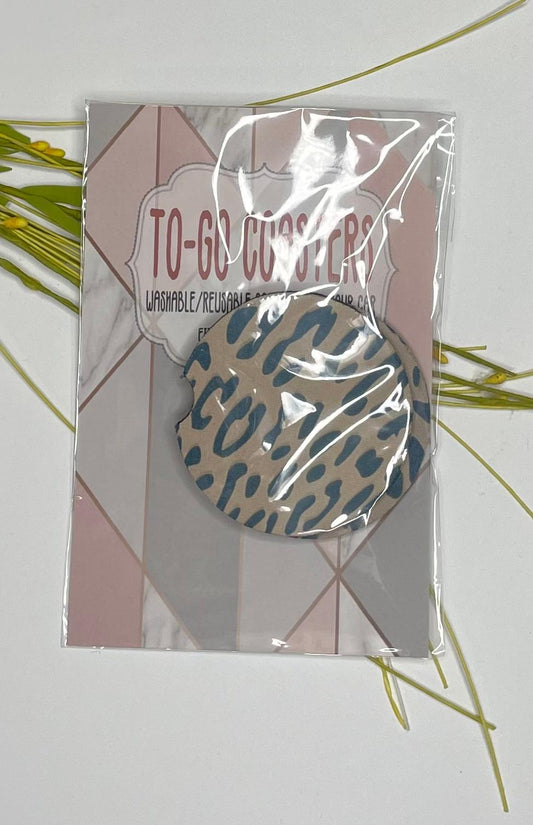 Turq./Peach Cheetah Coaster