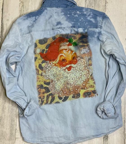 Vintage Santa Leopard Santa Denim